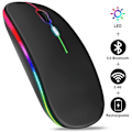 Miniatyrbild 1 av 5: 5.0 Bluetooth With Usb Rechargeable Rgb Mouse Bt5.2 For Laptop Computer Pc Macbook Gaming Mouse 2.4ghz 1600dpi Black