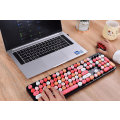 Miniatyrbild 1 av 5: Wireless Keyboard And Mouse Combination, 2.4g Usb Ergonomic Keyboard, Cute Round Retro Typewriter Keycaps, (red Mixed Style Keyboard + Mouse)
