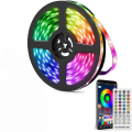 Miniatyrbilde 1 av 4: LED-lysstripe, 5 meter RGB-båndlys, Bluetooth-kontroll, 40-knappers fjernkontroll, Musikk-synkronisering