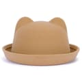 Bowlerhatt i ull for foreldre og barn, Fedora-hatter Cat ear camel 54cm