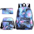 Lilo & Stitch Stitch Backpack, Shoulder Bag, Pencil Case, Black Student Schoolbag, Three-piece Set, Starry Blue