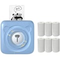 Miniatyrbillede 1 af 3: Mini Smart Termisk Printer, Egnet Til Alle Smartphones, Memo Label Printer, Bluetooth Label Printer Med 6 Ruller Printerpapir (blå)