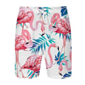 Pikkukuva 3 / 4: Allthemen Miesten vaaleanpunainen Flamingo-kuvioiset rantashortsit ja lyhythihainen paita, 2 kpl M