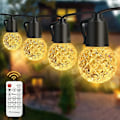 Miniatyrbild 1 av 5: Led Outdoor String Lights,15m 20psc Bulbs Warm White Garden Festoon String Light With Remote &timer, Waterproof String Lights EU Plug