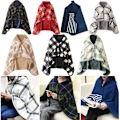 Miniatyrbillede 2 af 4: Bærbar Plaid Fleece Tæppe Dobbeltlags Tæpper Med Knap Tyk Multifunktionelt Varmt Vinterkastetæppe Til Sofa Seng B