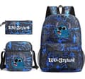 Lilo & Stitch Backpack Three-piece Set School Bag dark blue