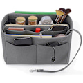 Miniatyrbillede 2 af 4: Pung Organizer Indsats Filt Taske Med Lynlås Håndtaske Tote Formgiver Multi Lommer Store Opbevaringsposer Gray 3