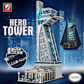Miniatyrbillede 2 af 4: Nye 5883 stk. Hero Tower Model Klodser Iron Tower Man Base Byggeklods Hot Spring House Med LED Lys Børnelegetøj Fødselsdagsgave med Æske1
