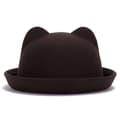 Bowlerhatt i ull for foreldre og barn, Fedora-hatter Cat ear coffee 57cm