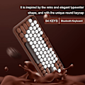Miniatyrbillede 2 af 4: 84 Tasters Bluetooth Skrivemaskine Tastatur Med Søde Retro Runde Tastehætter, Komfortabelt Ergonomisk Trådløst Mini Tastatur Til Ios Window Android (brun)
