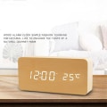 Miniatyrbild 3 av 4: Betterlifefg-wooden Digital Clock - Multifunction Led Alarm Clock With Time/date/temperature Display And Voice Control For Home Travel, Bamboo Wood Co
