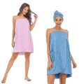 Miniatyrbilde 3 av 4: Håndkle Wrap For Kvinner Bomull Svært Absorberende Terry Myk Sarong Håndkle Dusj Spa Strand Gym Håndklerobe Blå-l Blue M