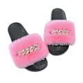 Miniatyrbild 1 av 5: Women's Fluffy Faux Fur Slippers Comfy Open Toe Slides With Fle PINK 41