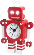 Robot Alarm Clock, Stainless Metal Silent Alarm Clock With Flashing Glowing Eyes