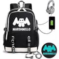 Marshmello Backpack Usb Rechargeable Backpack Large Capacity Student School Bag Color-1