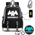 Miniatyrbilde 1 av 4: Marshmello Ryggsekk USB-Lader Stor Kapasitet Student Skoleveske Color-1