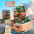 Miniatyrbillede 4 af 4: Nye 5883 stk. Hero Tower Model Byggeklodser Jern Tårn Mand Base Byggesten Varm Kilde Hus Med LED Lys Børnelegetøj Fødselsdagsgave Ingen Æske