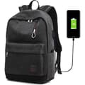 Backpack Men Usb Charging Retro Canvas Earphone Hole Travel Sport Casual Multifunctional Black Backpack