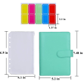 Miniatyrbillede 2 af 4: 12 stk. A6 Binder Lommer Løse Ark Poser 6 Ring Binder Kontant Budget Kuverter System, A6 Pu Læder Binder Sæt Green