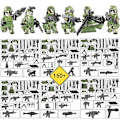 Miniatyrbillede 2 af 5: Militære Byggeklodser 6 stk. Camouflage Geely Tøj Cf Gennem Ildlinjen Våben og Udstyr DIY Samlede Byggeklodser Minifigurer