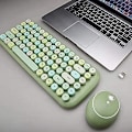 Miniatyrbild 4 av 5: Mini Wireless Keyboard 2.4g Usb Keyboard And Mouse Set, Round Keycap, Multi-color Cute Girly Keyboard... (green)