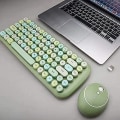 Miniatyrbillede 4 af 5: Mini Trådløst Tastatur 2.4g Usb Tastatur Og Mus Sæt, Rund Tastehætte, Flerfarvet Sødt Pige-tastatur... (grøn)