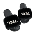 Miniatyrbild 1 av 4: Women's Fluffy Faux Fur Slippers Comfy Open Toe Slides With Fle BLACK 39