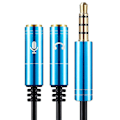 Miniatyrbillede 1 af 4: Audio Splitter Kabel 3.5mm Han Til 2 Port Hun Forlænger Aux Ledningsadapter Blue Dual Earphone Port