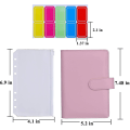 Miniatyrbilde 2 av 4: 12 stk A6 Permeringslommer Løse Blader Vesker 6 Ring Permer Kontanter Budsjett Konvolutter System, A6 PU Lær Permersett Pink