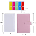 Miniatyrbillede 2 af 4: 12 stk. A6 Binder Lommer Løse Ark Poser 6 Ring Binder Kontant Budget Kuverter System, A6 Pu Læder Binder Sæt Pink