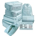 Miniatyrbilde 1 av 4: 8 stk. Reiseorganisator Oppbevaringsposer Klær Sko Ryddig Pose Vanntett Bærbar Bagasje Koffert Pakkeveske light blue