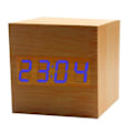 Miniatyrbild 1 av 4: Gingko Cube Led Click Clock Alarm Clock With Sound Activation (time, Date & Temperature) Various Colours A10 Bamboo blue