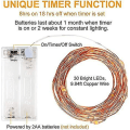 Miniatyrbilde 2 av 5: 3 Pakning Lyslenker med Timer, Batteridrevne Kobbertråd Lyslenker 3m 30 LED Lyslenker Jul Batteridrevet Vanntette Lys Flaske Dekorering