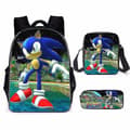 3pcs Set Super Sonic Pencil Case Backpacks Messenger Bags Shoulder Style 5