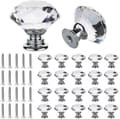 20pcs Crystal Cabinet Knobs 30mm Clear Glass Drawer Knobs Glass Diamond Cut Shape Cupboard Door Handles
