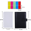 Miniatyrbillede 2 af 4: 12 stk. A6 Binder Lommer Løse Ark Poser 6 Ring Binder Kontant Budget Kuverter System, A6 Pu Læder Binder Sæt Black