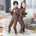 Miniatyrbild 3 av 4: Autumn Winter Thermal Underwear Suit Girls Clothing Sets Boys Pajama Sets Baby No Trace Warm Sleepwear Candy Colors Kids Clothes