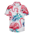 Pikkukuva 2 / 4: Allthemen Miesten vaaleanpunainen Flamingo-kuvioiset rantashortsit ja lyhythihainen paita, 2 kpl 2XL