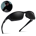 Pikkukuva 1 / 4: Polarisoidut urheiluaurinkolasit, jotka sopivat miehille ja naisille pyöräilyyn, juoksuun, autoiluun ja kalastukseen. Särkymätön kehys UV-suojalla Bright black frame gray piece