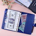 Miniatyrbild 3 av 5: A6 Pu Leather Budget Binder Refillable 6 Ring Notebook Binder For A6 Refill Paper Navy blue