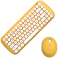 Mini Wireless Keyboard 2.4g Usb Keyboard And Mouse Set, Round Keycap, Multi-color Cute Girly Keyboard... (yellow)