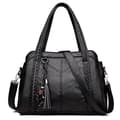 Crossbody tasker til kvinder PU læder skuldertaske Tsaael top-håndtag håndtasker Black