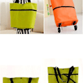 Miniatyrbillede 3 af 3: Sammenklappelig Trolley Taske Foldbar Indkøbstaske Med Hjul Foldbar Indkøbsvogn Dagligvareposer Til Kvinder Rejser Ferier Camping