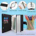 Miniatyrbillede 2 af 3: A6 Budget Binder, PU Læder, Med 10 Budgetkuverter/2 Kontantmærker, Kortopbevaring - Sort