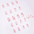 Miniatyrbilde 2 av 4: 24 stk. Press On Negler, Medium Kisteformede Kunstige Negler, Løsnegler Med Lim For Kvinner Og Jenter Glossy Pink