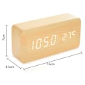 Miniatyrbild 2 av 4: Betterlifefg-wooden Digital Clock - Multifunction Led Alarm Clock With Time/date/temperature Display And Voice Control For Home Travel, Bamboo Wood Co
