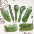 Miniatyrbild 3 av 4: 7pcs/set Natural Resin Amber Massage Scraping For Face Neck Beeswax Guasha 2xpb Army green