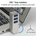Miniatyrbild 2 av 3: Aluminum Alloy Rotating Usb3.0 Hub Splitter Usb Hub Splitter 3 Port Usb 3.0 Hub Extension Silver
