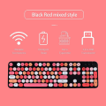 Miniatyrbild 2 av 5: Wireless Keyboard And Mouse Combination, 2.4g Usb Ergonomic Keyboard, Cute Round Retro Typewriter Keycaps, (red Mixed Style Keyboard + Mouse)