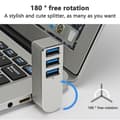 Aluminum Alloy Rotating Usb3.0 Hub Splitter Usb Hub Splitter 3 Port Silver